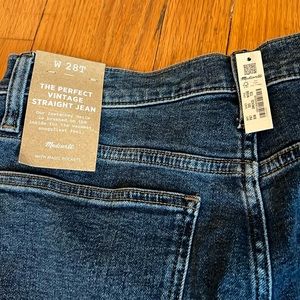 NWT Madewell Tall Perfect Vintage Straight Jean in Bright Indigo Wash Sz 28T